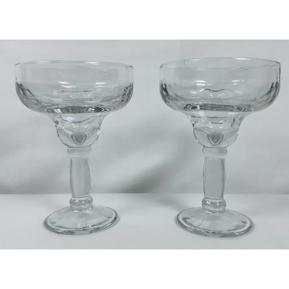 YUCCATAN Margarita Glasses Heavy13.5 oz Clear w Design Set of 2 EX